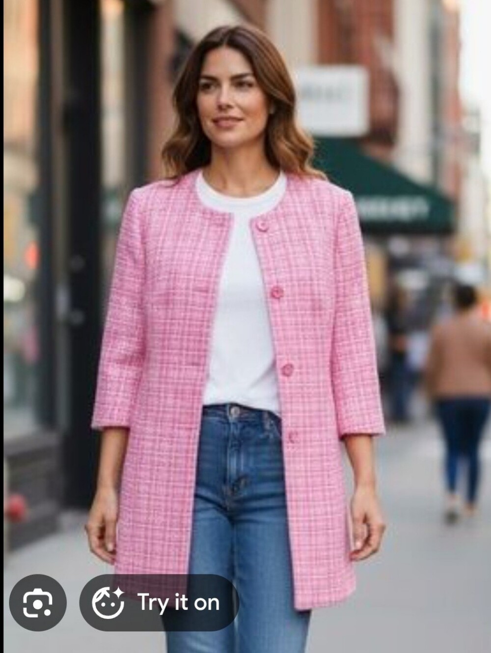 NWT Anne Klein Pink Tweed Collarless Coat Size XLarge, Retail $169, Classic
